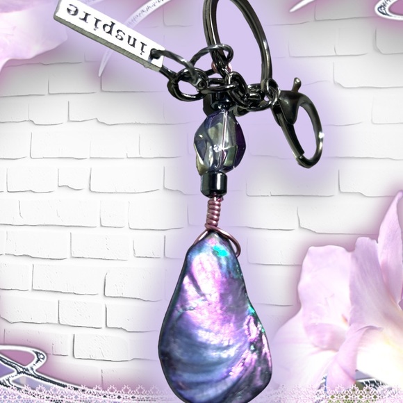 keychain & bag hook INSPIRE Seashell hematite unique accessory NWT - Picture 9 of 12
